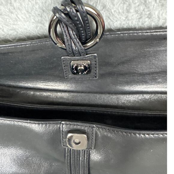 Via Spiga Africa Collection Black Leather Embossed Clutch Purse Magnetic Snap - Picture 6 of 12